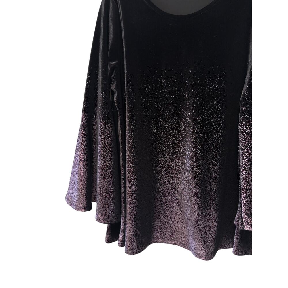 Alfani Black & Purple Velvet Bell Sleeve Tunic 1X - Picture 5 of 10